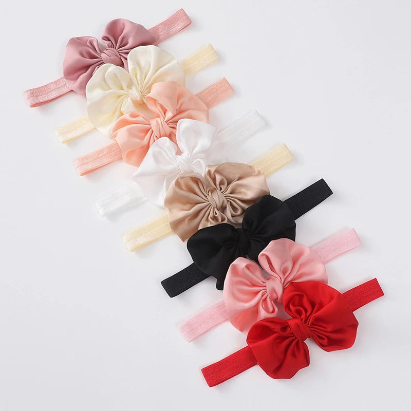 2Pcs Baby Bow Headband Socks Set Toddler Girls Solid Color Bowknot Elastic Hairband Turban Soft Anti-Slip Socks Kids Accessories
