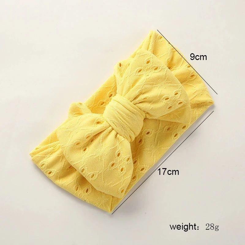 Baby Girl Bows Headband Newborn Turban Hole Hairband Embroidery Accessory Kids HairBand Outdoor Summer Toddler children HeadWrap