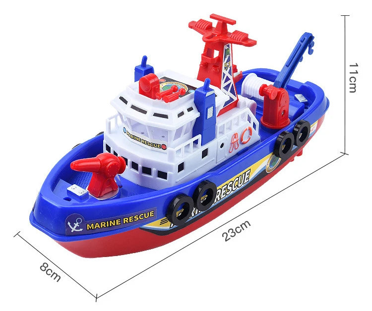 Pool Bath Toys For Kids Music LED Light Electric Marine Rescue Fire Fighting Boat Classic Children Spray Water Toys Summer