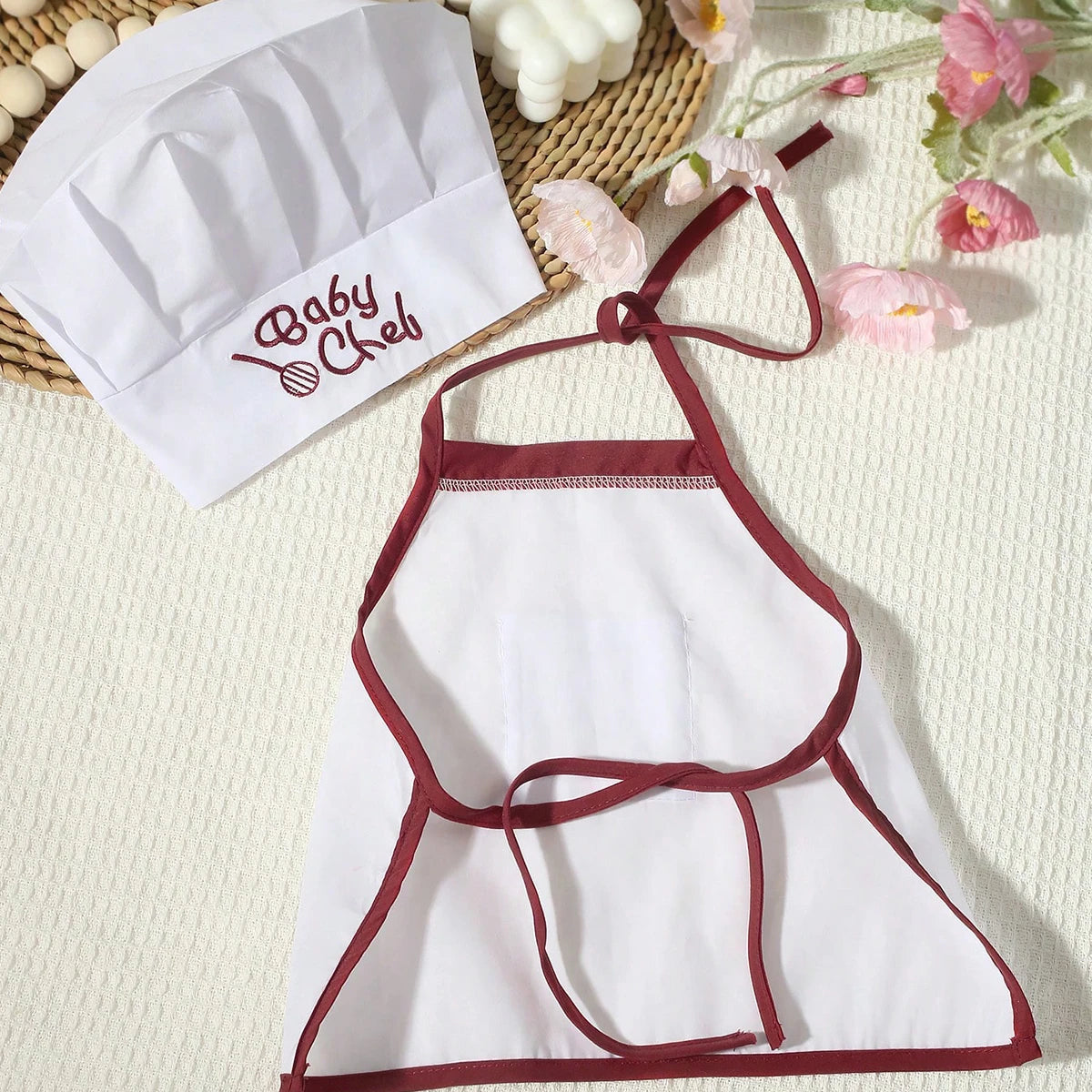 Ylsteed Newborn Chef Set for Photo Shooting Baby Boy Photo Props Bread Print Newborn Picture Idear Infant Photography Outfits