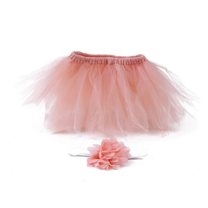 Baby Newborn Photography Props Cute Princess Infant Costume Outfit With Flower Headband Accesssories Baby Girls Dress Tutu Skirt