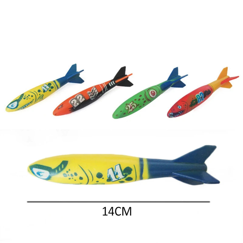 4Pcs/Set Diving Torpedo Underwater Swimming Pool Playing Toy Outdoor Sport Training Tool For Baby Kids Water Play Toy