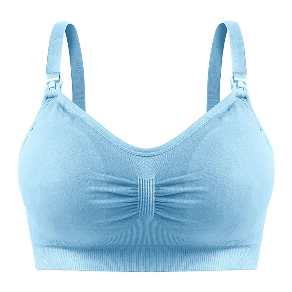 Maternity Nuring Bra Open Button Single Opened For Easy Breatfeeding without Underwire Double Seamless with Removable Breathable