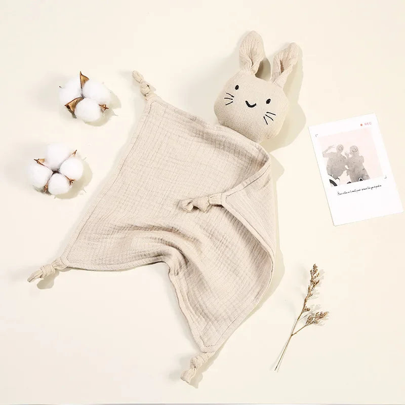 Baby Cotton Muslin Comforter Blanket Bunny Muslin Towel Soft Newborn Sleeping Dolls Cute Cat Kids Sleep Toy  Cloth Blanket