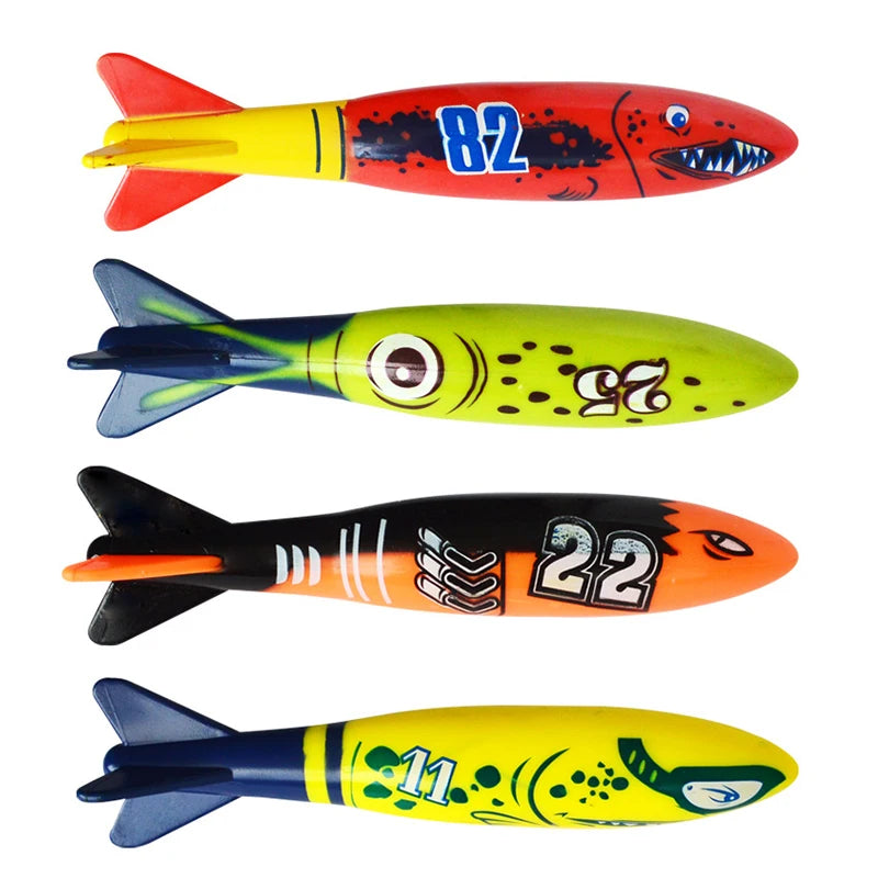 4Pcs/Set Diving Torpedo Underwater Swimming Pool Playing Toy Outdoor Sport Training Tool For Baby Kids Water Play Toy