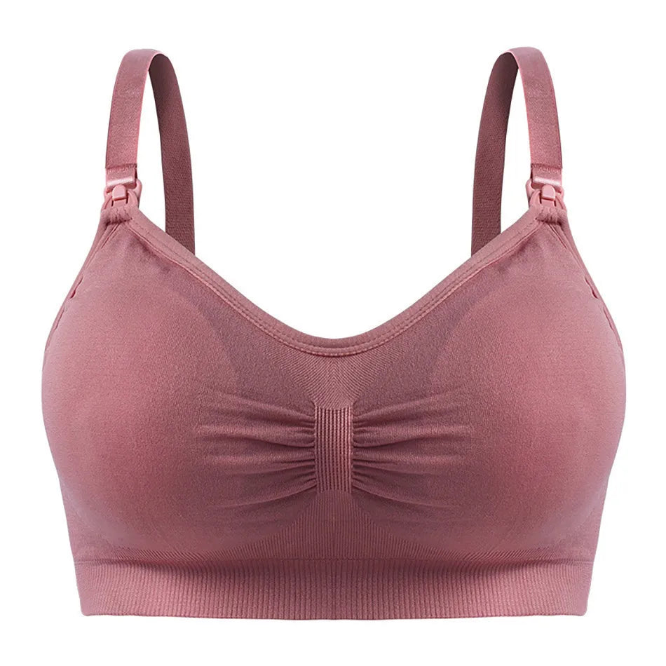 Maternity Nuring Bra Open Button Single Opened For Easy Breatfeeding without Underwire Double Seamless with Removable Breathable