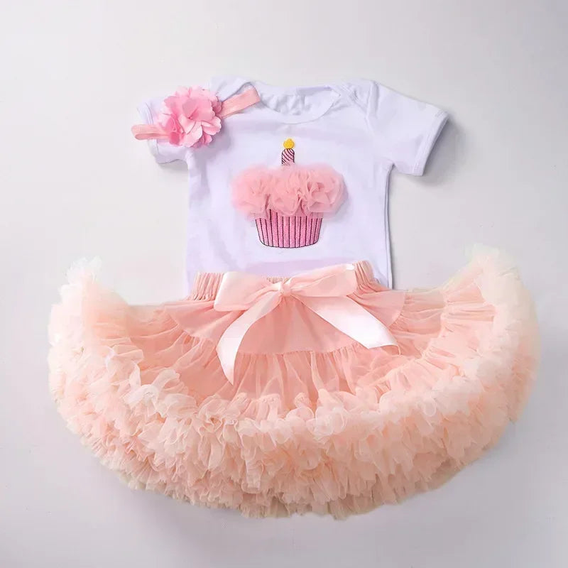1 Year Baby Girl Clothes Birthday Party Tutu Skirt Headband Set Newborn Baby Girls Outfits Toddler Infant Girls Costume