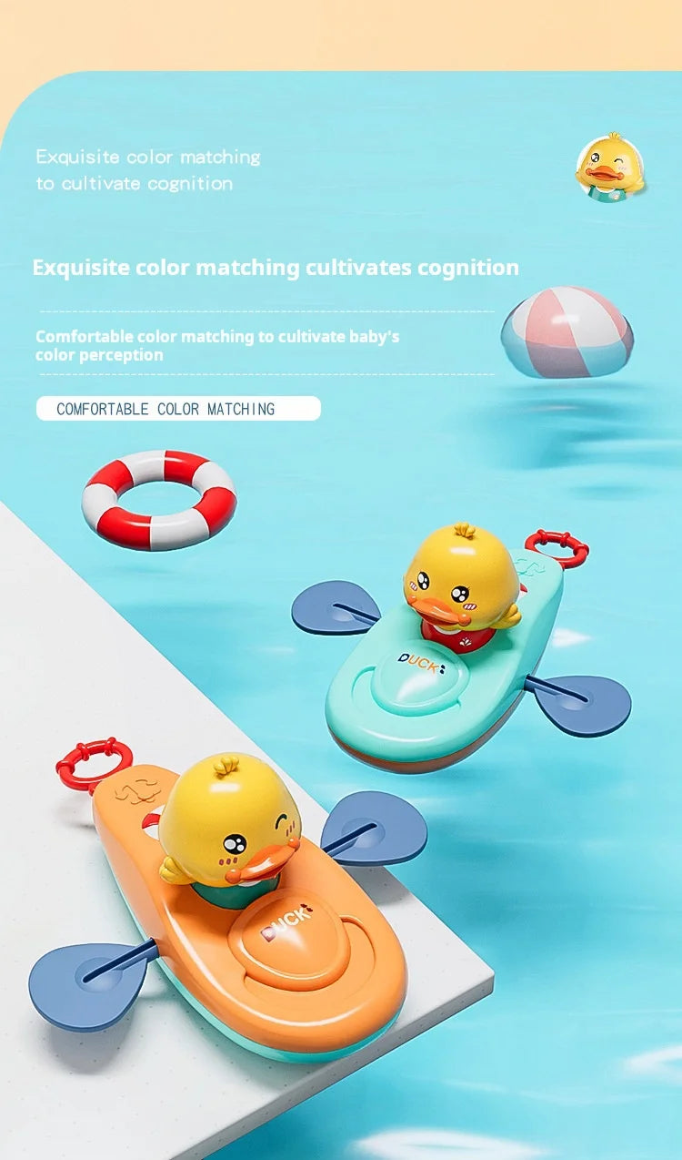 1 Pc Little Yellow Duck Kayak Toy Swimming Pool Bathroom Toy Classic Water Toy Cute Bath Toys Cartoon Little Yellow Duck Boatin