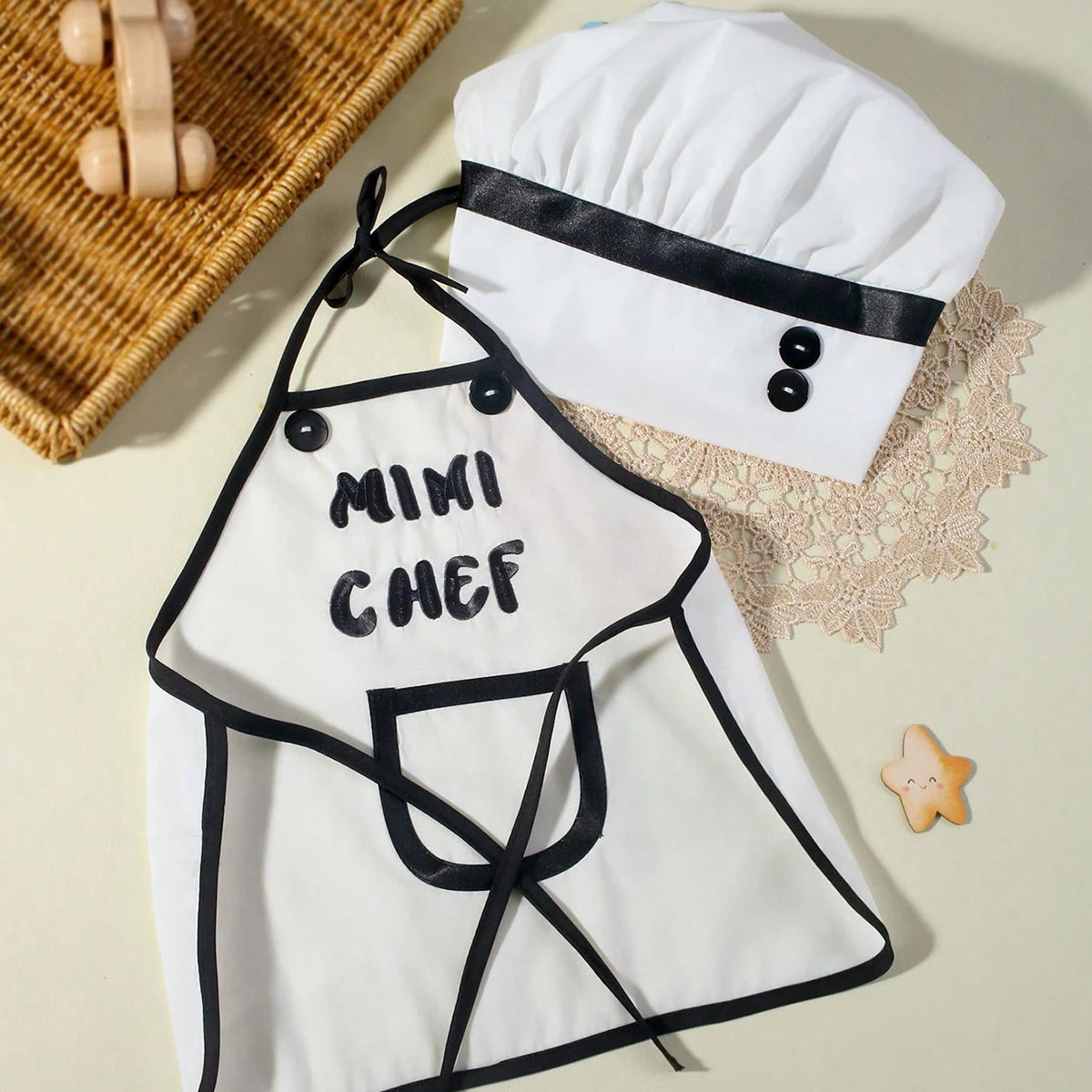 Ylsteed Newborn Chef Set for Photo Shooting Baby Boy Photo Props Bread Print Newborn Picture Idear Infant Photography Outfits