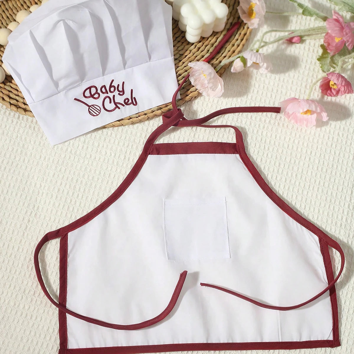 Ylsteed Newborn Chef Set for Photo Shooting Baby Boy Photo Props Bread Print Newborn Picture Idear Infant Photography Outfits