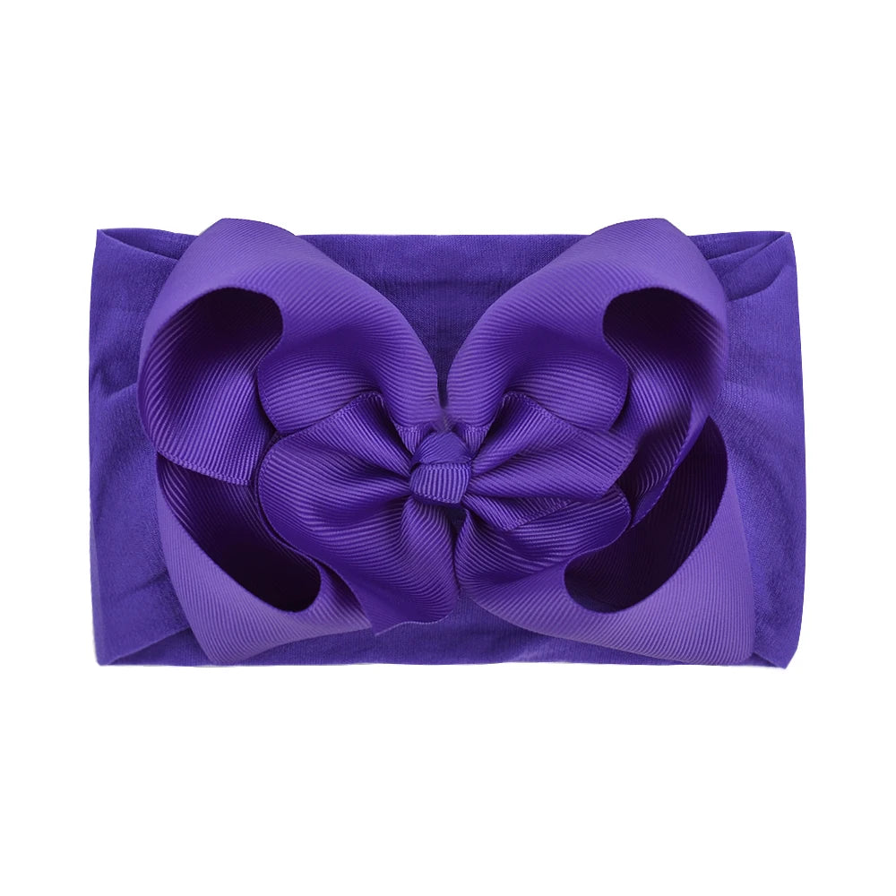 1Pcs Solid Large Baby Bows Cables Turban Headband for Kids Girls Handmade Newborn Toddle Headwear Hair Accessories Wholesale