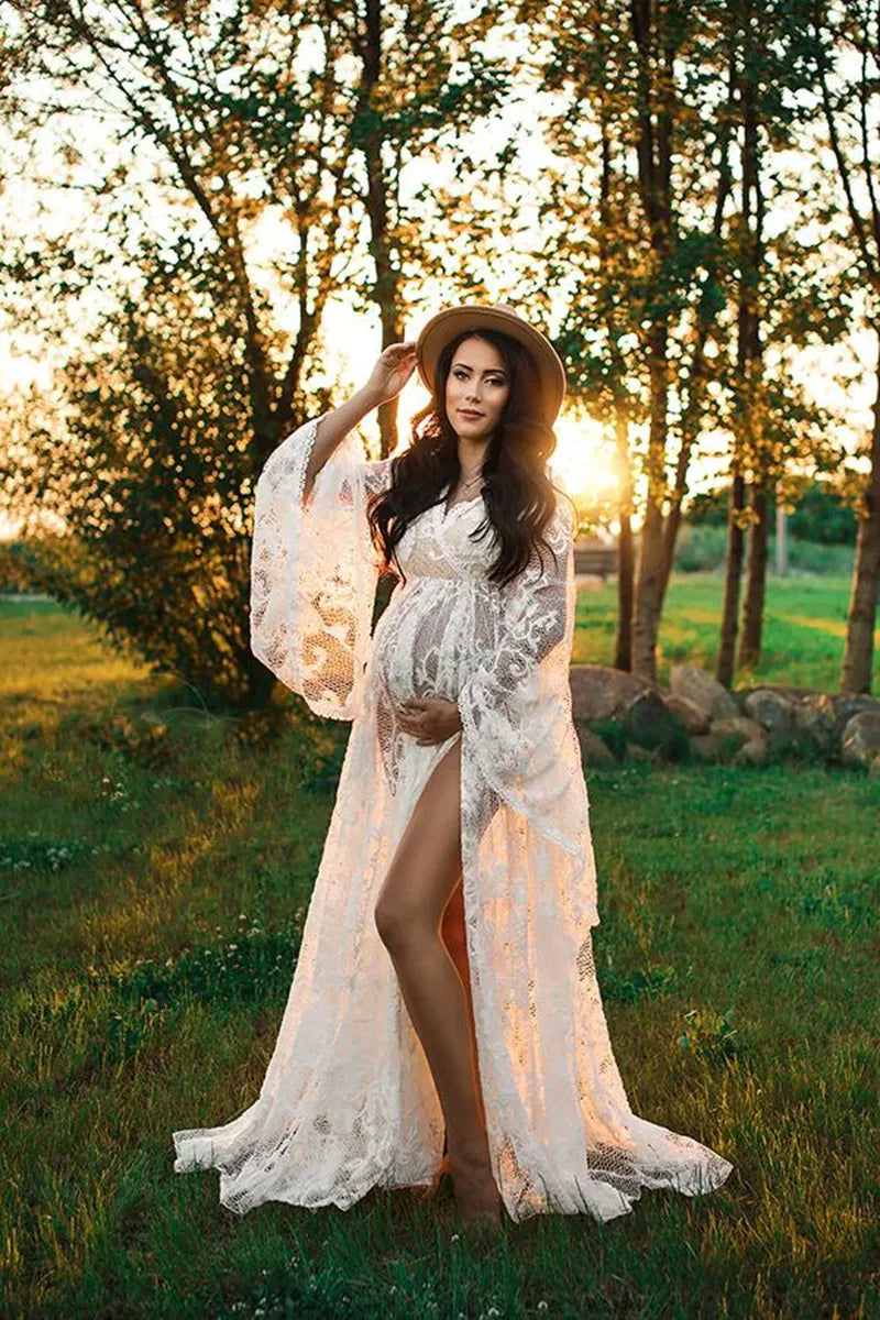 New Maternity Dresses Lace Photo Shoot Maternity Photo Fashion Props White Dresses For Pregnant Women Clothes Pregnancy Dress