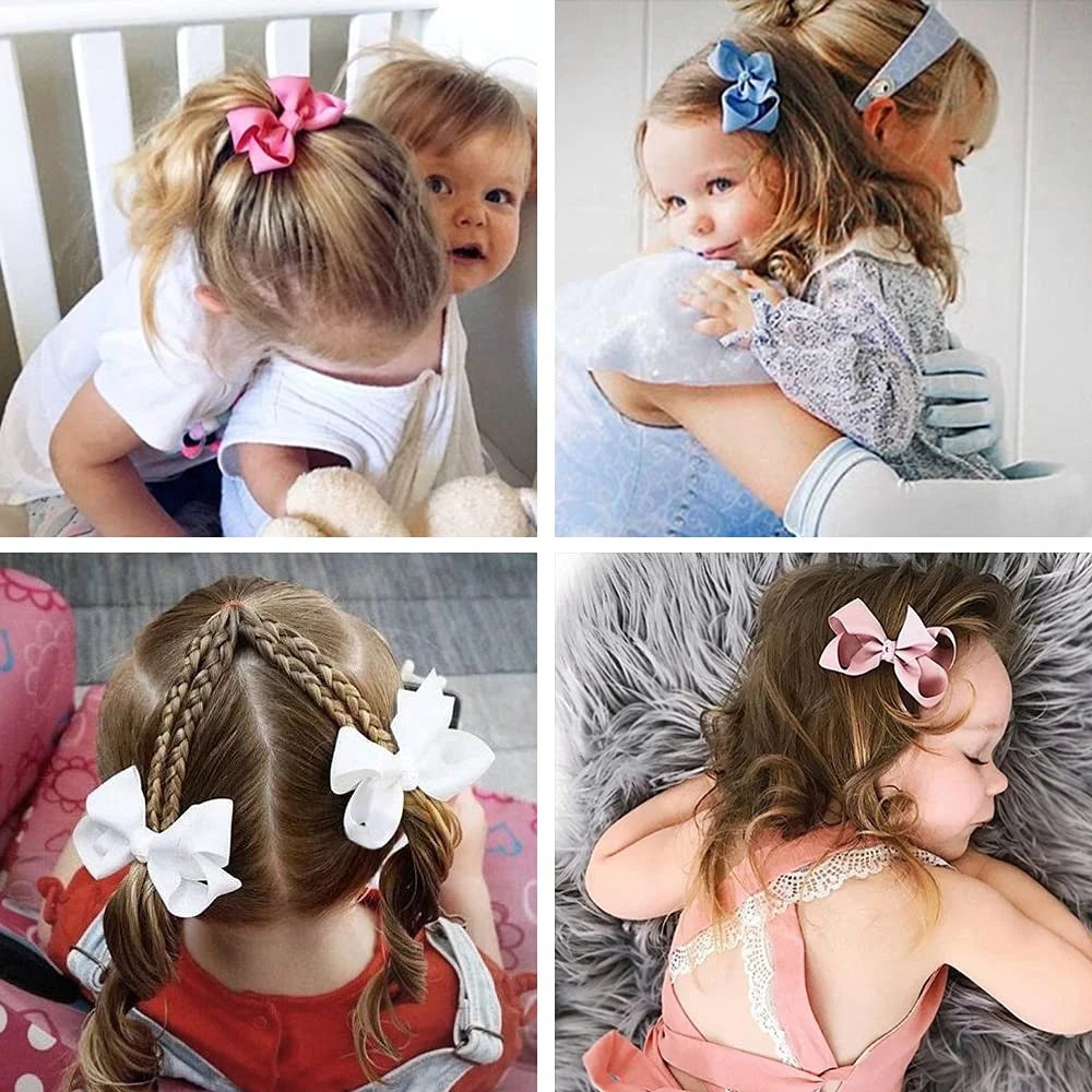 20PCS 3" Handmade Hair Bows for Girls Clips Grosgrain Ribbon Boutique Bow Alligator Hairpins for Children Teens Toddlers Kids