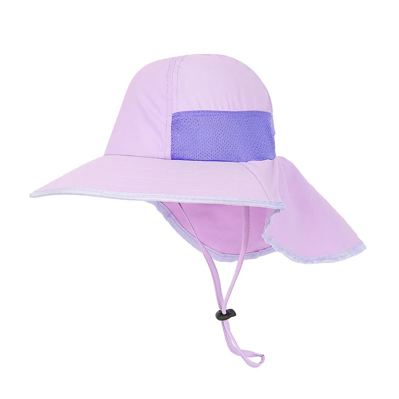 Kids Summer Hat Girls Boys Sun Hat with Neck Flap UV Protection Safari Hat Baby Child Summer Travel Cap 2-12 Years Old