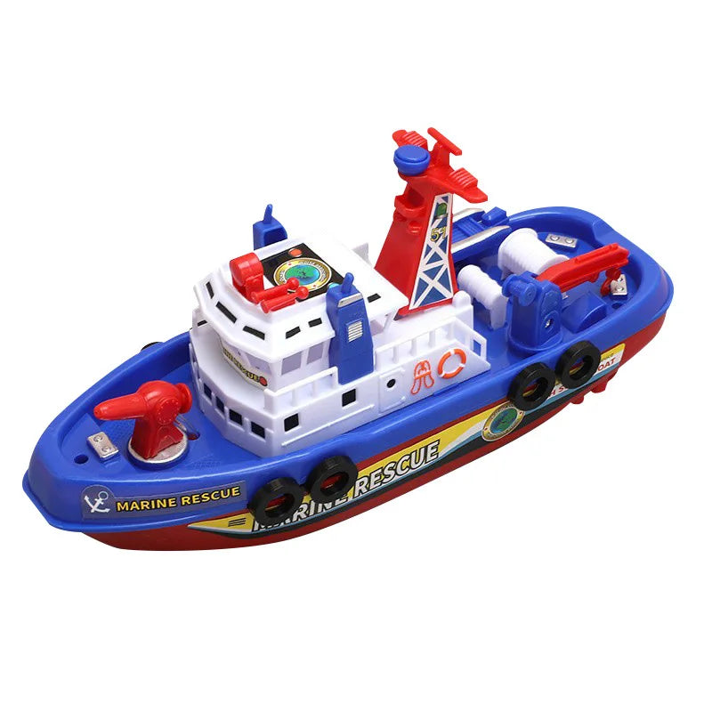 Pool Bath Toys For Kids Music LED Light Electric Marine Rescue Fire Fighting Boat Classic Children Spray Water Toys Summer