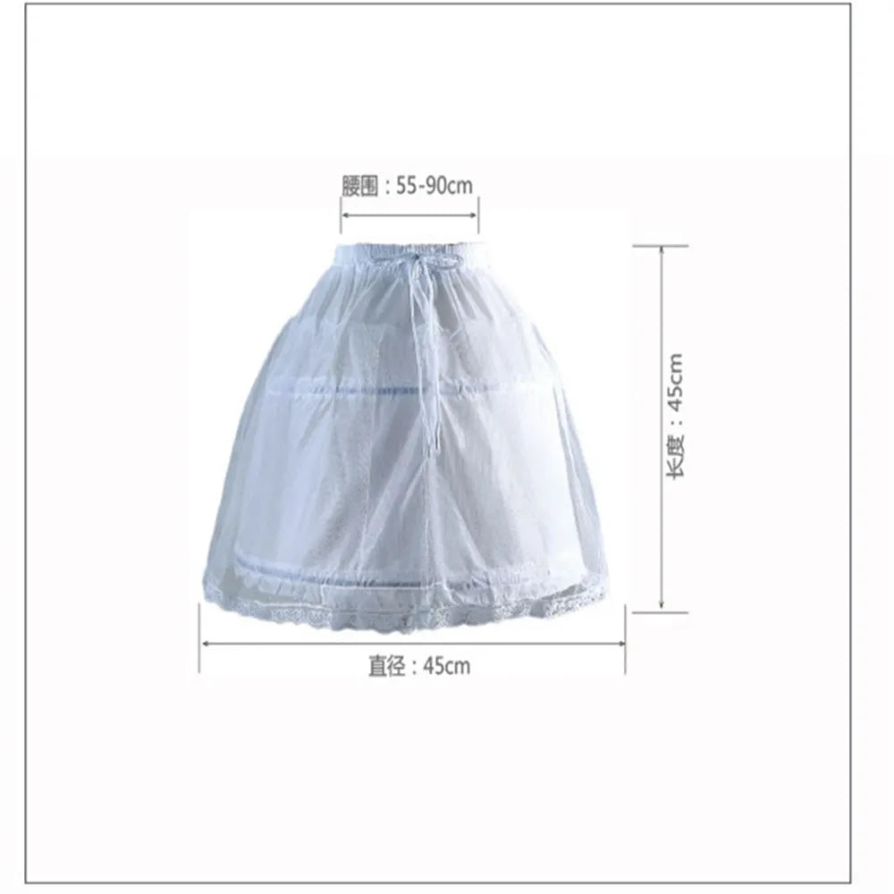 Kids Petticoats for Flower Girls Dresses Little Girls Crinoline 2 Hoop Skirt Petticoat Lolita Skirt Underskirt Vestido De Novia