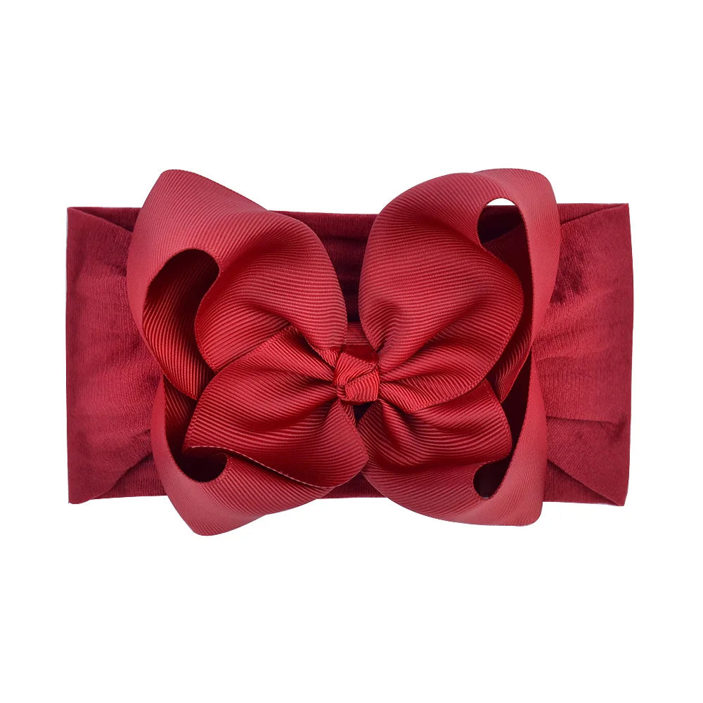 1Pcs Solid Large Baby Bows Cables Turban Headband for Kids Girls Handmade Newborn Toddle Headwear Hair Accessories Wholesale