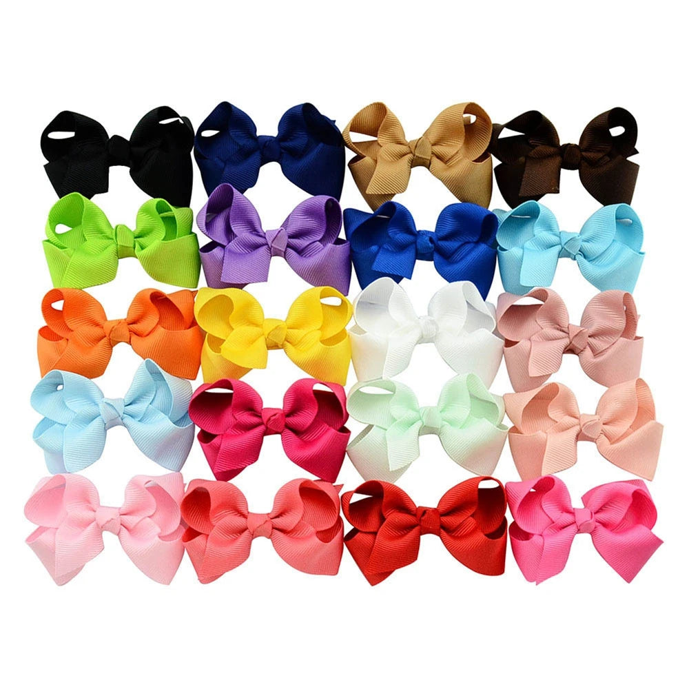 20PCS 3" Handmade Hair Bows for Girls Clips Grosgrain Ribbon Boutique Bow Alligator Hairpins for Children Teens Toddlers Kids