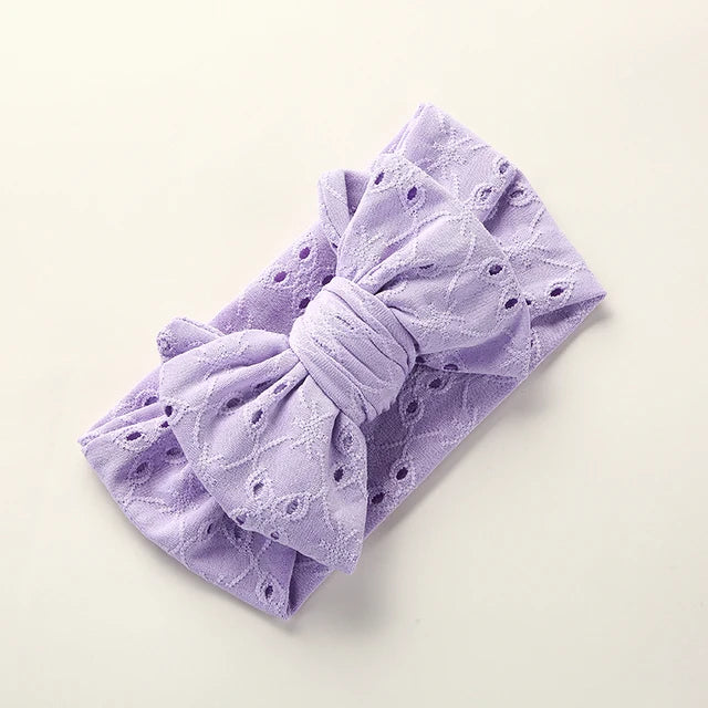 Baby Girl Bows Headband Newborn Turban Hole Hairband Embroidery Accessory Kids HairBand Outdoor Summer Toddler children HeadWrap