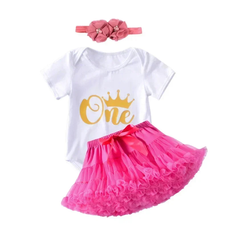 1 Year Baby Girl Clothes Birthday Party Tutu Skirt Headband Set Newborn Baby Girls Outfits Toddler Infant Girls Costume