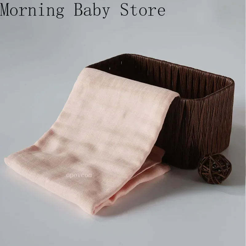120*120cm Muslin Bamboo Baby Blanket Soft 2 Layers Newborn Swaddle Wrap Bath Towel Blanket Infant Sleepsack Stroller Cover 0-36M