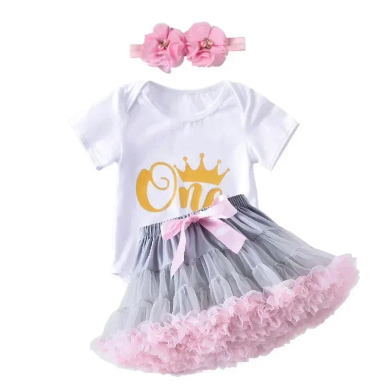 1 Year Baby Girl Clothes Birthday Party Tutu Skirt Headband Set Newborn Baby Girls Outfits Toddler Infant Girls Costume