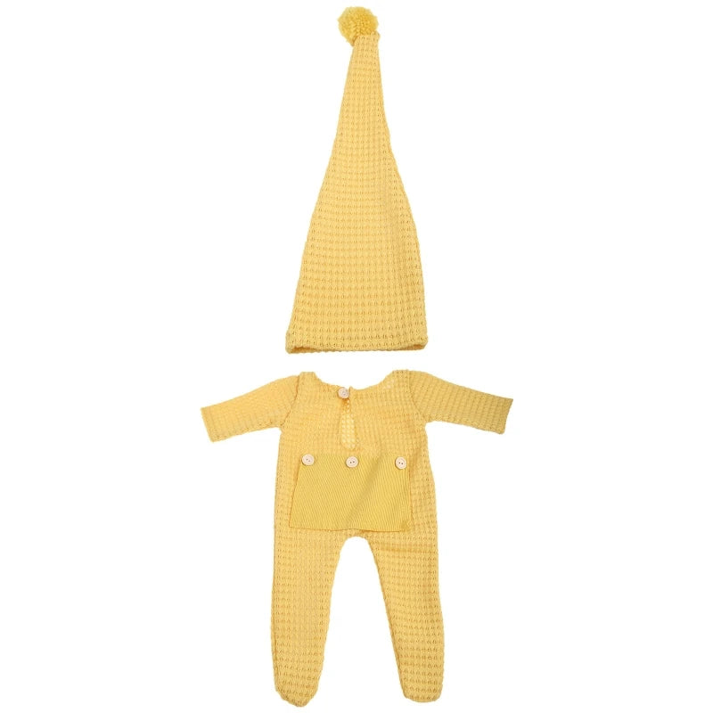 2 Pcs Newborn Photography Props Crochet Outfit Baby Romper Hat Set Infants Photo Cap Jumpsuit Bodysuit Clothin