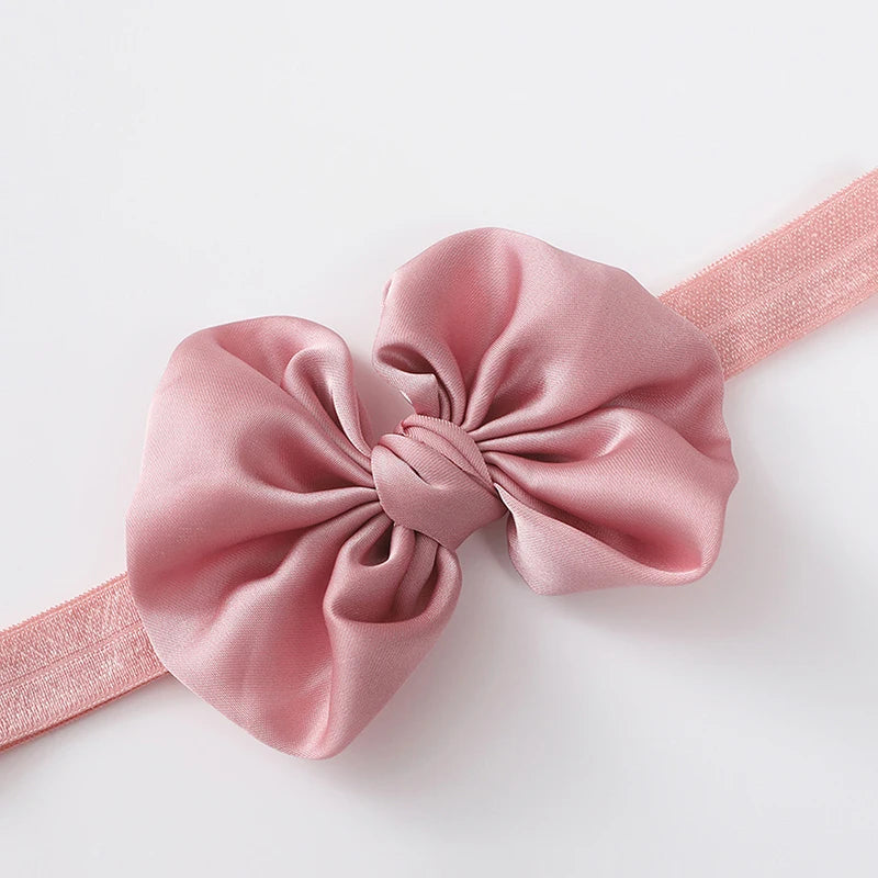 2Pcs Baby Bow Headband Socks Set Toddler Girls Solid Color Bowknot Elastic Hairband Turban Soft Anti-Slip Socks Kids Accessories