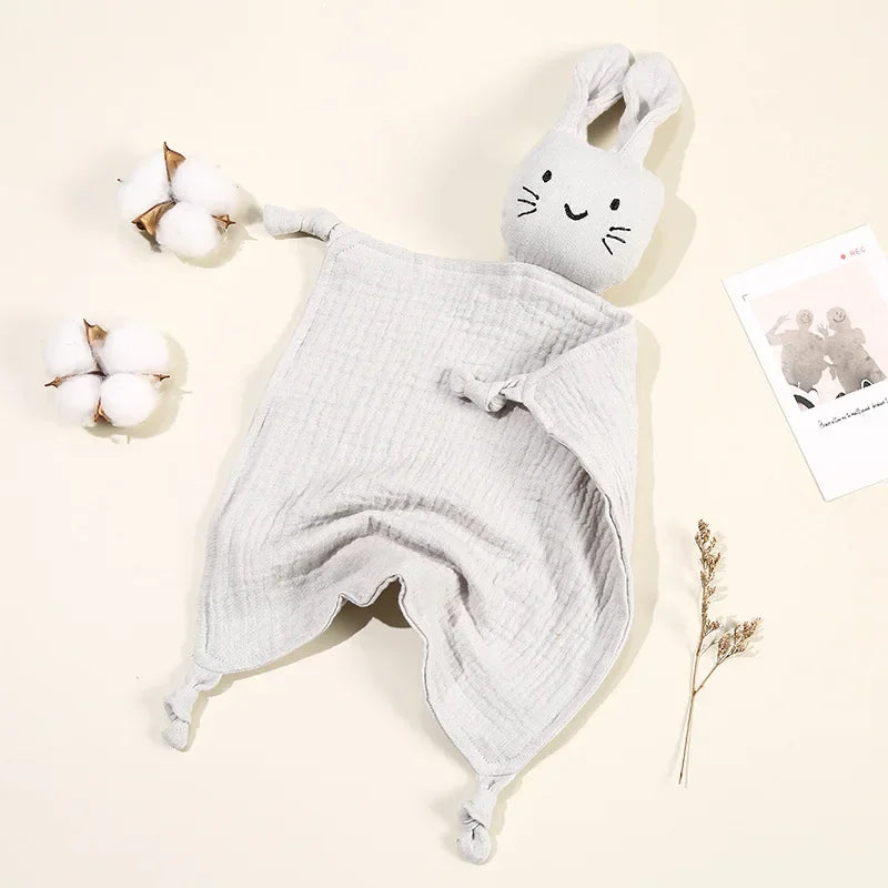 Baby Cotton Muslin Comforter Blanket Bunny Muslin Towel Soft Newborn Sleeping Dolls Cute Cat Kids Sleep Toy  Cloth Blanket