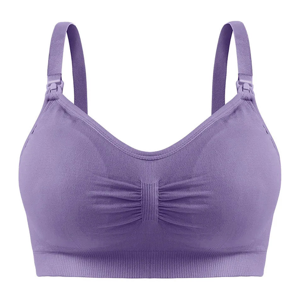 Maternity Nuring Bra Open Button Single Opened For Easy Breatfeeding without Underwire Double Seamless with Removable Breathable
