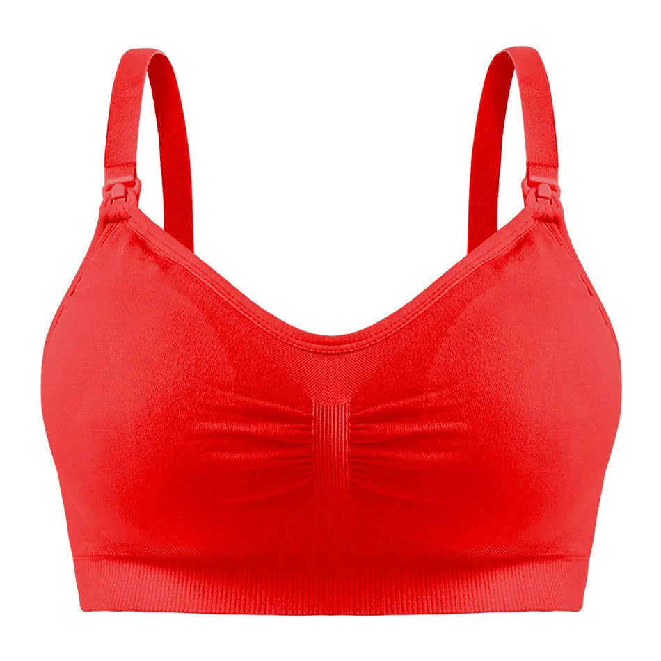 Maternity Nuring Bra Open Button Single Opened For Easy Breatfeeding without Underwire Double Seamless with Removable Breathable