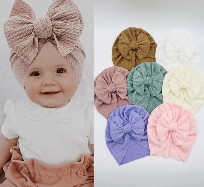 16pc/lot Cable Knit Knot Bows Baby Bandanas Turban Headband Babes Donuts Hat Kids Girls Infant Beanie Caps Baby Hair Accessories