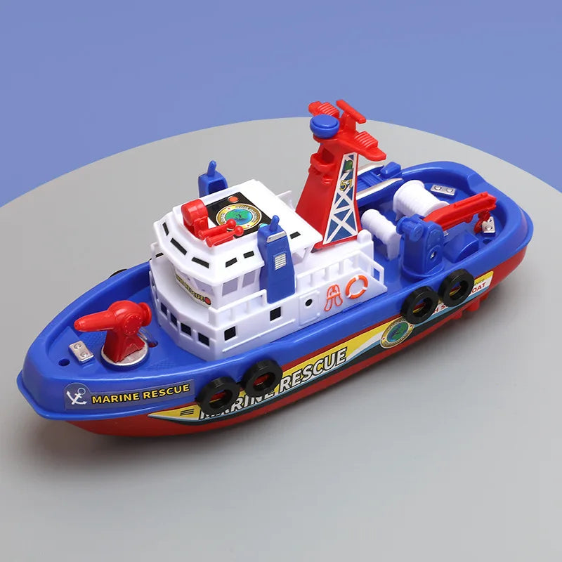 Pool Bath Toys For Kids Music LED Light Electric Marine Rescue Fire Fighting Boat Classic Children Spray Water Toys Summer
