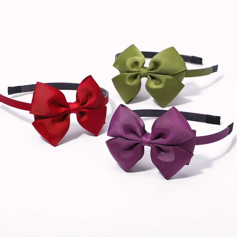 Cute Solid Color Bowknot Hair Band For Baby Kids Ribbon Handmade Hair Bows Hairbands Headband Headwear Girls Hair Accessories