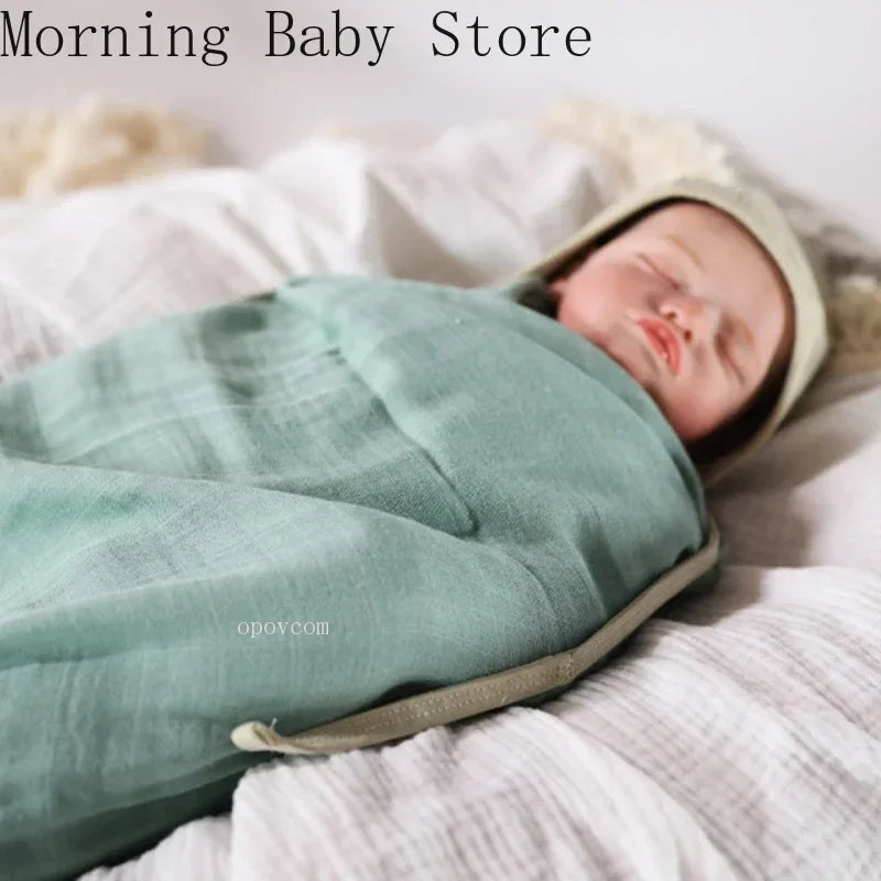 120*120cm Muslin Bamboo Baby Blanket Soft 2 Layers Newborn Swaddle Wrap Bath Towel Blanket Infant Sleepsack Stroller Cover 0-36M