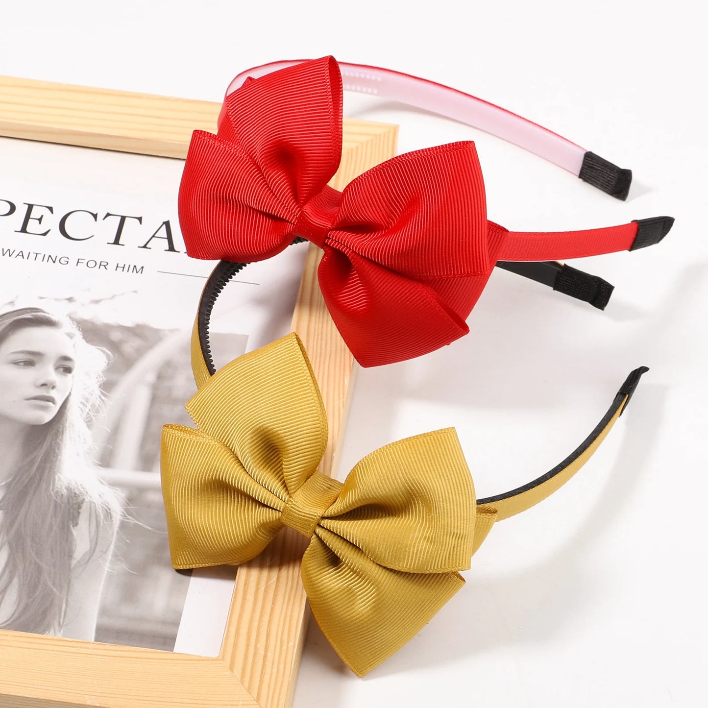 Cute Solid Color Bowknot Hair Band For Baby Kids Ribbon Handmade Hair Bows Hairbands Headband Headwear Girls Hair Accessories