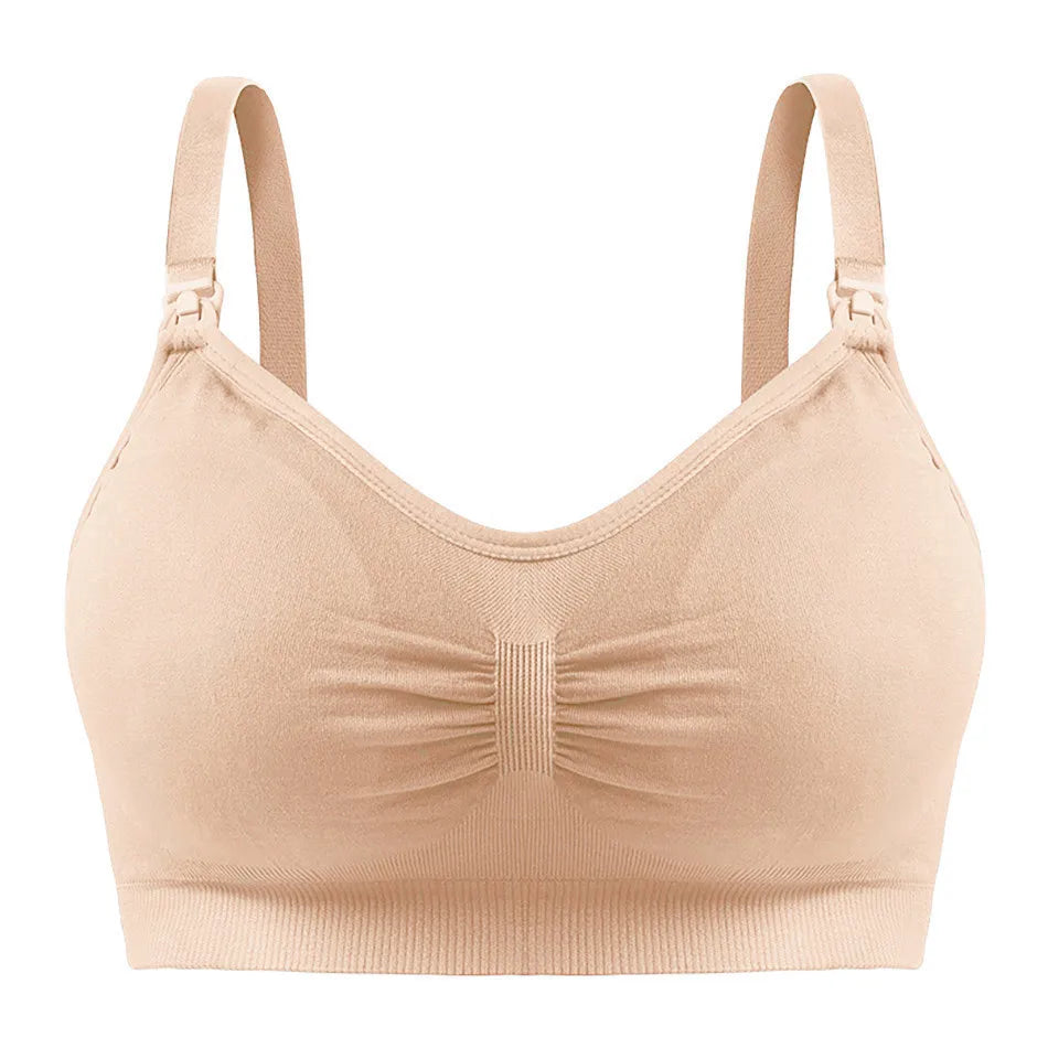 Maternity Nuring Bra Open Button Single Opened For Easy Breatfeeding without Underwire Double Seamless with Removable Breathable