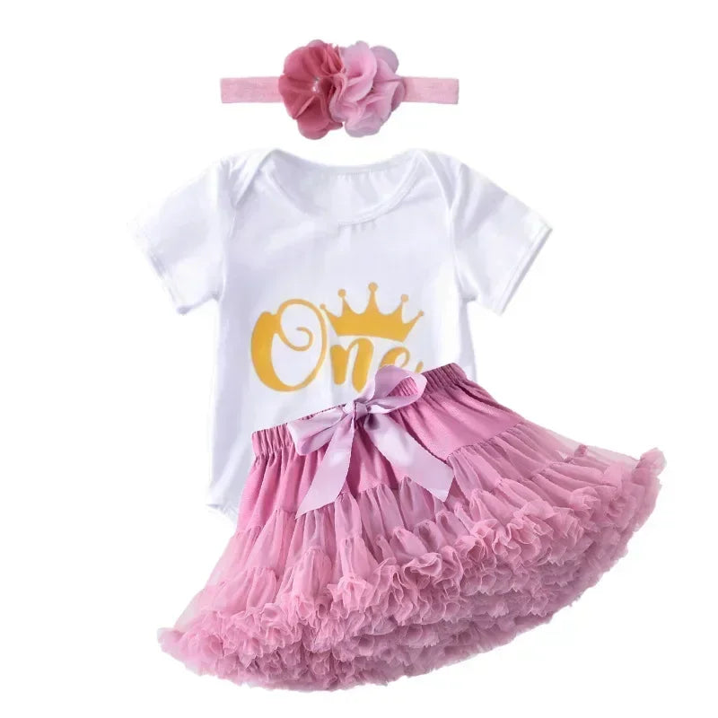 1 Year Baby Girl Clothes Birthday Party Tutu Skirt Headband Set Newborn Baby Girls Outfits Toddler Infant Girls Costume