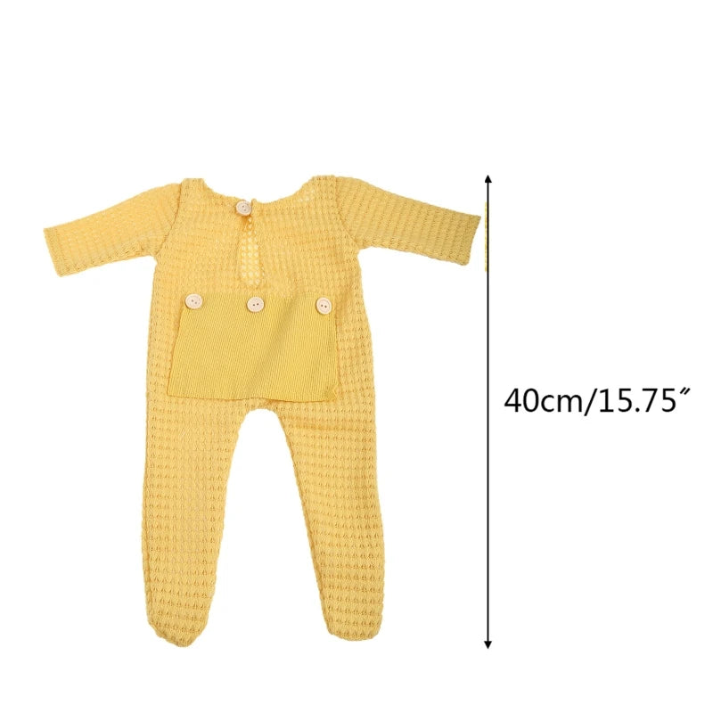 2 Pcs Newborn Photography Props Crochet Outfit Baby Romper Hat Set Infants Photo Cap Jumpsuit Bodysuit Clothin