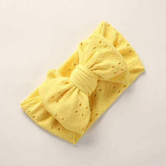 Baby Girl Bows Headband Newborn Turban Hole Hairband Embroidery Accessory Kids HairBand Outdoor Summer Toddler children HeadWrap