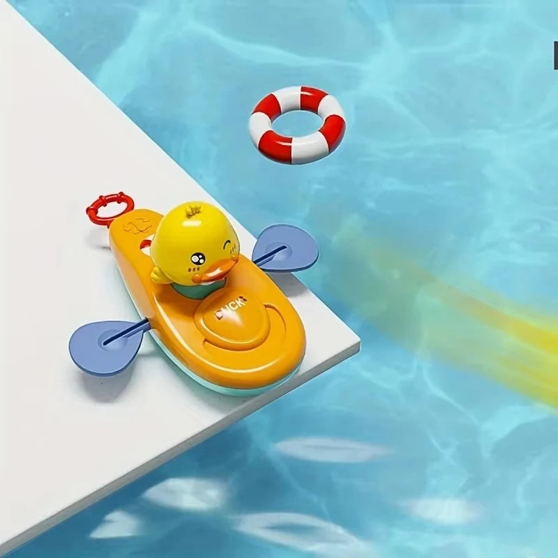 1 Pc Little Yellow Duck Kayak Toy Swimming Pool Bathroom Toy Classic Water Toy Cute Bath Toys Cartoon Little Yellow Duck Boatin