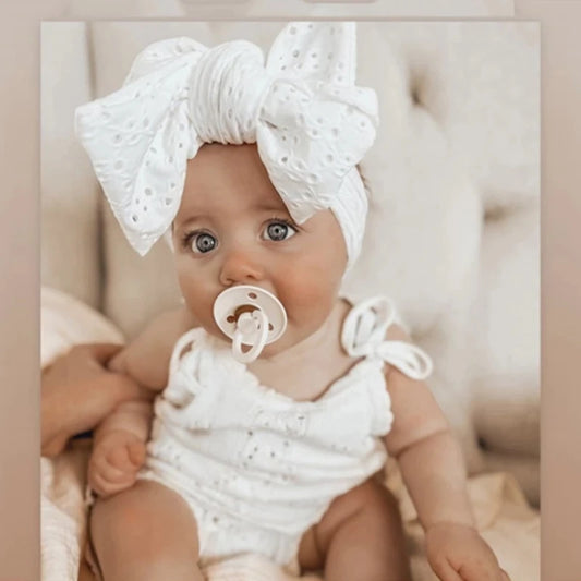 Baby Girl Bows Headband Newborn Turban Hole Hairband Embroidery Accessory Kids HairBand Outdoor Summer Toddler children HeadWrap