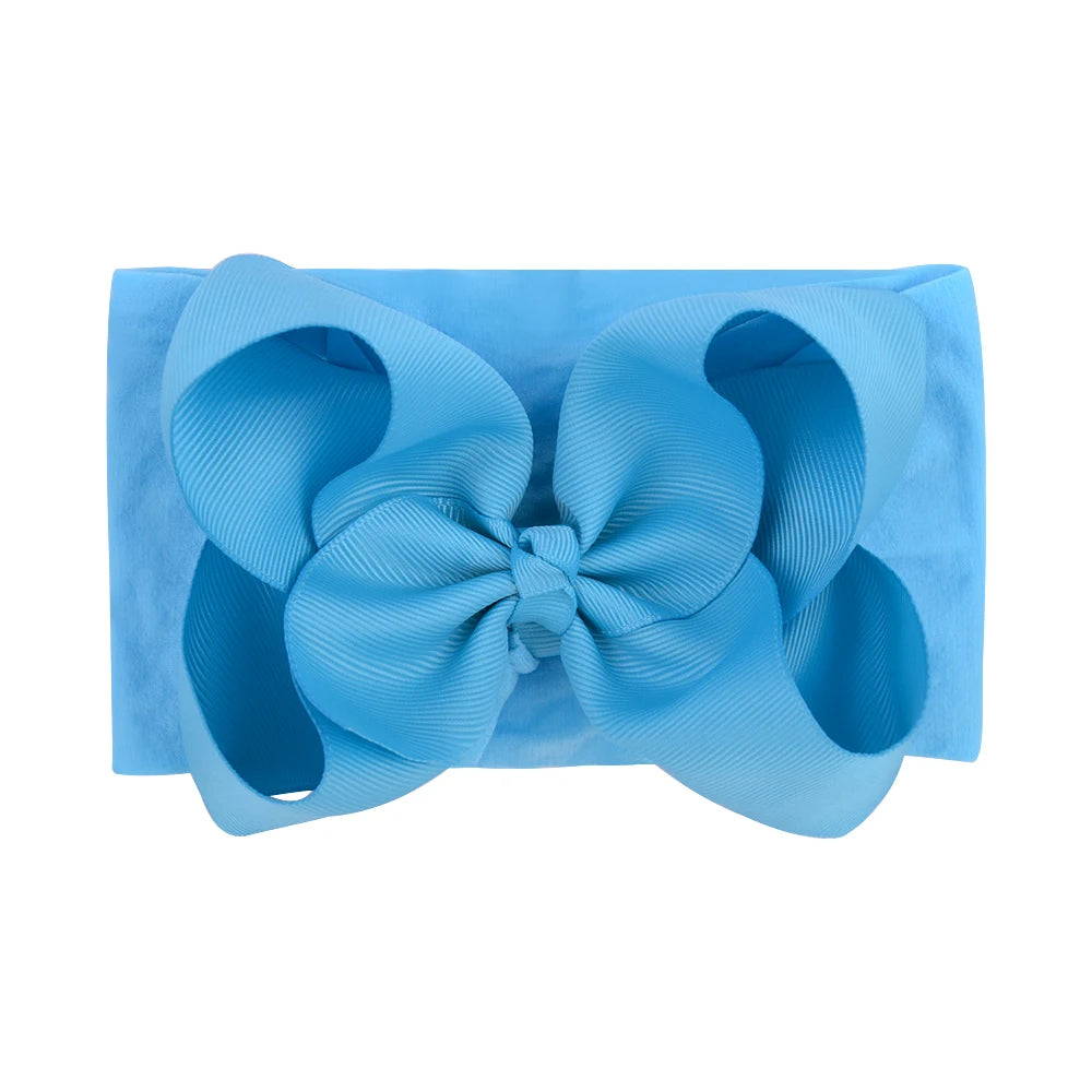 1Pcs Solid Large Baby Bows Cables Turban Headband for Kids Girls Handmade Newborn Toddle Headwear Hair Accessories Wholesale