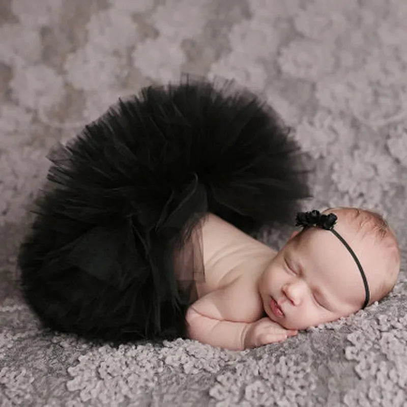 Baby Tutu Skirt Newborn Photography Props Cute Princess Infant Outfit With Flower Headband Accesssories Baby Girls Dress