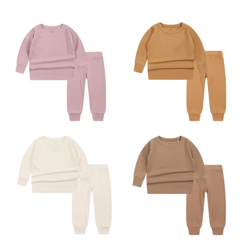 Striped Bamboo Fiber Toddler Pajamas Set Soft Kid Baby Boy Girl Clothes Long-Sleeve Baby Clothing Set Sleepwear for Girls