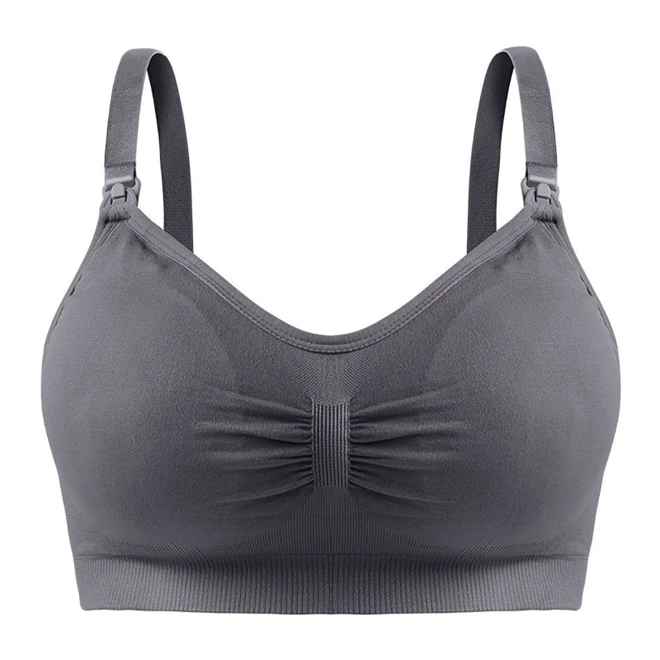Maternity Nuring Bra Open Button Single Opened For Easy Breatfeeding without Underwire Double Seamless with Removable Breathable