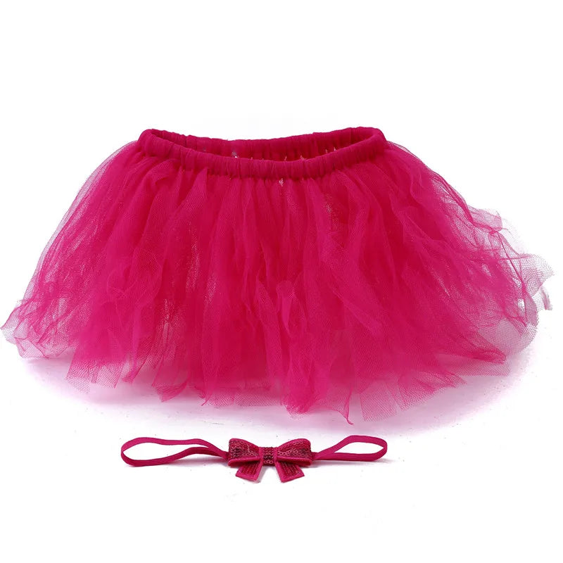 Baby Tutu Skirt Newborn Photography Props Cute Princess Infant Outfit With Flower Headband Accesssories Baby Girls Dress