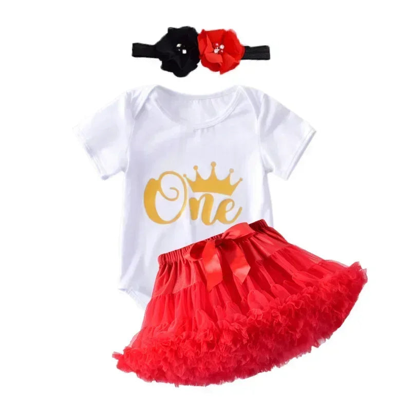 1 Year Baby Girl Clothes Birthday Party Tutu Skirt Headband Set Newborn Baby Girls Outfits Toddler Infant Girls Costume